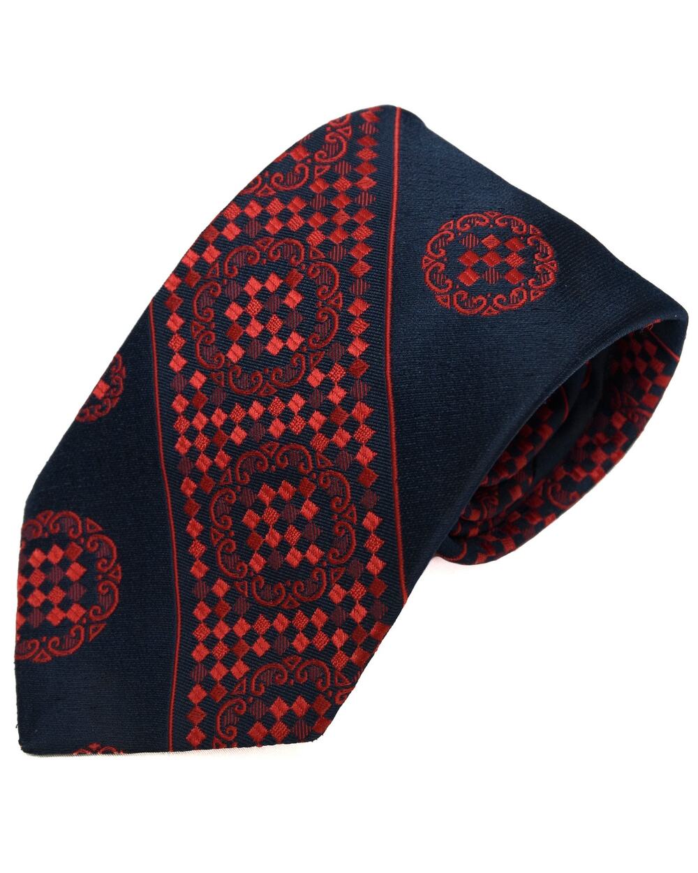 Vintage Wembley Blue Red Textured 60's 70's Polyester Necktie Neck Tie